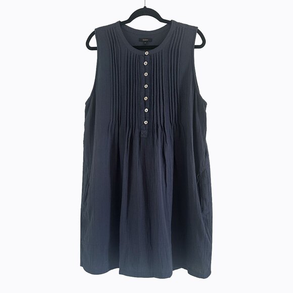 Quince Dresses & Skirts - Quince 100% Organic Cotton Sleeveless Swing Dress Navy Cottagecore Lagenlook XL